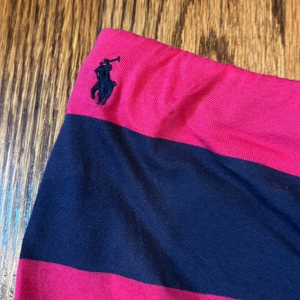 Ralph lauren pink and navy rugby striped skirt with ruffle size 6x NWOT